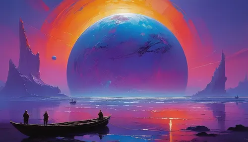 futuristic landscape,fantasy landscape,vast,alien planet,alien world,space art,ice planet,gas planet,travelers,fantasy picture,planet,horizon,planets,sci fiction illustration,the horizon,fantasia,blue planet,exoplanet,astral traveler,voyage,Conceptual Art,Sci-Fi,Sci-Fi 22