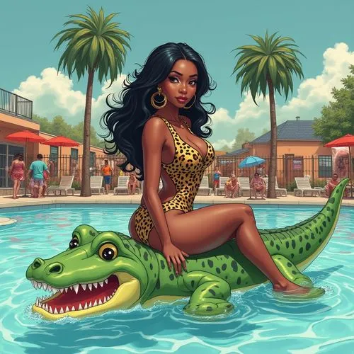 missisipi aligator,crocodile woman,alligator,gators,crocodile,lakeisha,Illustration,American Style,American Style 08