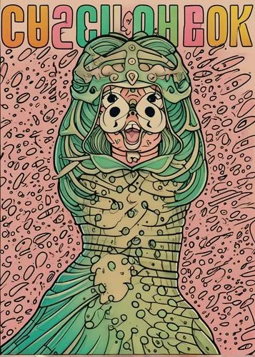 an adult sized poster featuring a woman in a green dress and headdress,culuko,cichocki,celulosa,chusok,clolorful,cixi,Illustration,Japanese style,Japanese Style 07