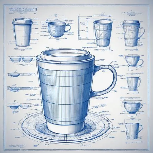 coffee tea illustration,blue coffee cups,coffee cups,cup,cups of coffee,coffee cup,Unique,Design,Blueprint