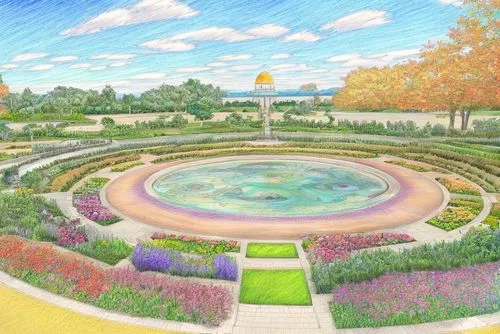 garden of the fountain,parterre,gardens,palace garden,rose garden,flower garden,lilly pond,garden pond,jardiniere,english garden,fountain pond,nature garden,bellingrath gardens,flower borders,landscape plan,botanique,rosarium,garden of plants,the old botanical garden,landscaped,Landscape,Landscape design,Landscape Plan,Colored Pencil