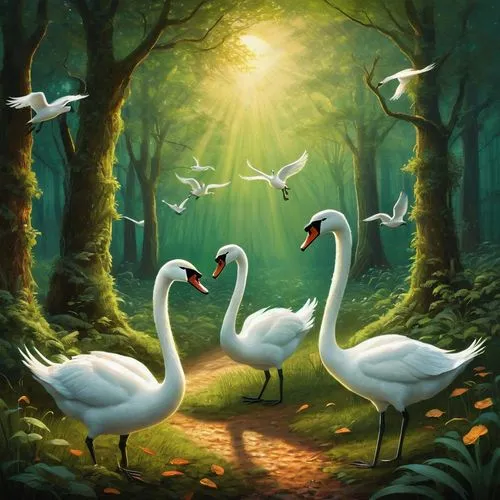 swans,trumpeter swans,swan lake,young swans,swan family,canadian swans,nature background,egrets,bird painting,swansong,migratory birds,flamingos,gwe,flock of geese,swan pair,constellation swan,nature wallpaper,geese,albatrosses,swanning,Illustration,Abstract Fantasy,Abstract Fantasy 01