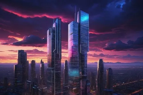 futuristic landscape,skyscraper,the skyscraper,futuristic architecture,cybercity,skylstad,skyscrapers,metropolis,futuristic,skycraper,dystopian,supertall,megacorporation,cyberport,sky space concept,skyscraping,coruscant,areopolis,sedensky,guangzhou,Illustration,Retro,Retro 16