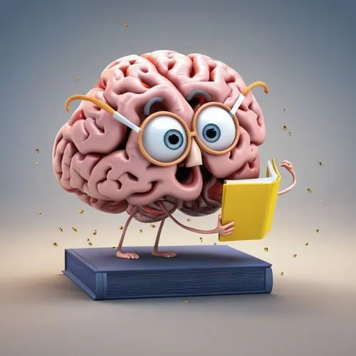 criar cerebro em forma de desenho animado, personificado, com olho, braços e pernas, segurando um livro,brain icon,brainy,brain,human brain,cognitive psychology,cerebrum,brain storming,computational t