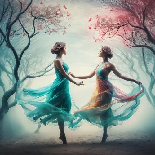 dancers,ballerinas,ballerina in the woods,dance,folk-dance,dance with canvases,dancing couple,ballroom dance,twirls,photo manipulation,fairies aloft,girl ballet,harmony,women silhouettes,love dance,photomanipulation,spring equinox,conceptual photography,fantasy picture,latin dance,Photography,Artistic Photography,Artistic Photography 07