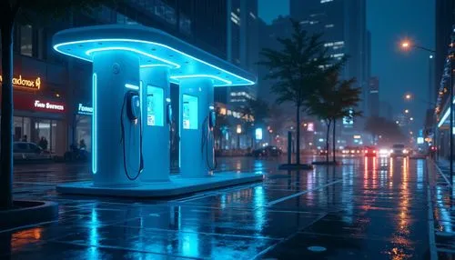 neon sign,rain bar,polara,neon arrows,electric gas station,city corner,electroluminescent,light trails,cinema 4d,blue rain,light trail,tron,bus stop,neon coffee,cyan,retro diner,streetcorner,cyberscene,blue light,neon lights,Photography,General,Realistic