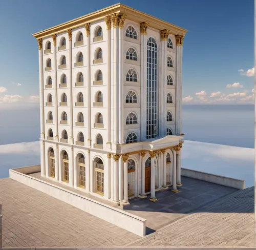 renaissance tower,3d rendering,stalin skyscraper,3d albhabet,byzantine architecture,islamic architectural,build by mirza golam pir,3d model,largest hotel in dubai,marble palace,europe palace,high-rise building,palazzo,qasr al watan,greek temple,the skyscraper,residential tower,skyscraper,ancient roman architecture,sky apartment,Photography,General,Realistic