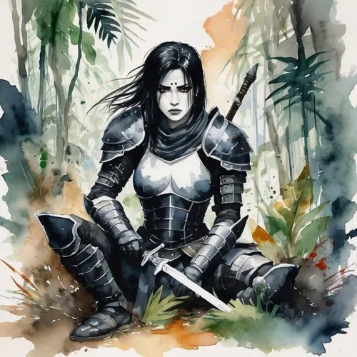 female warrior,warrior woman,swordswoman,kahlan,kitana,huntress,Illustration,Paper based,Paper Based 25