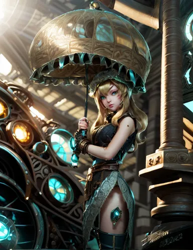 steampunk,clockmaker,nami,cosplay image,summoner,vocaloid,3d fantasy,biomechanical,the enchantress,navi,athena,alice,tiber riven,cogs,steampunk gears,elza,eris,gara,hatsune miku,sorceress