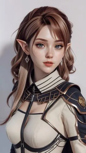 elf woman face model, suit,, angular cheekbones,  Strong and angular mandibule, smile,concept of blonde elf woman in beige suit,elona,male elf,tera,liora,kerrii,amuria,Unique,3D,3D Character