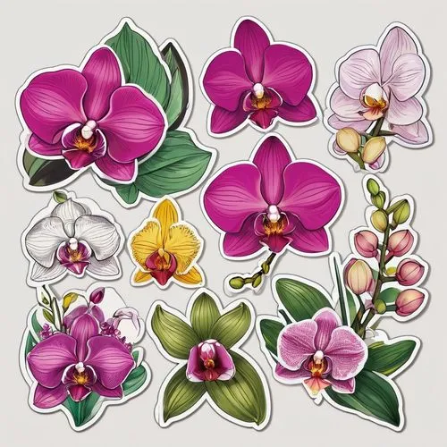 flowers png,mixed orchid,illustration of the flowers,phalaenopsis,orchids,cartoon flowers,flower illustration,moth orchid,retro flowers,phalaenopsis equestris,frangipani,floral border paper,flowers pattern,scrapbook flowers,phalaenopsis sanderiana,ornamental flowers,impatiens,flower illustrative,african violets,floral digital background,Unique,Design,Sticker