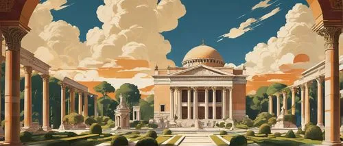 zappeion,villa borghese,vittoriano,janiculum,rome 2,neoclassical,marble palace,civ,palladianism,neoclassicism,columns,pillars,triomphe,ctesiphon,peristyle,palladian,artemis temple,glyptotek,neoclassicist,art deco background,Art,Artistic Painting,Artistic Painting 43