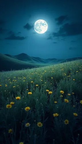 moonlit night,blue moon,moonlit,full moon,super moon,blue moon rose,Photography,General,Realistic