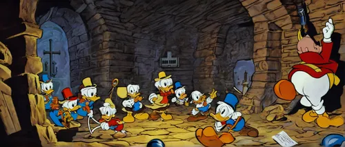 the pied piper of hamelin,pied piper,donald duck,donald,duck meet,many teat mice,fry ducks,ducklings,flock of chickens,pilgrims,castleguard,geppetto,wild ducks,medieval,dwarves,ducks,hans christian andersen,walt disney,duck females,rubber ducks,Illustration,Retro,Retro 18