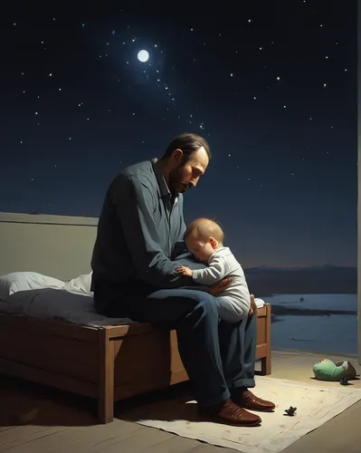 astronomers,father with child,birth of jesus,the father of the child,father's love,birth of christ,god the father,astronomer,the manger,boy praying,boy's room picture,merciful father,father and son,fatherhood,christ child,father-son,father,stargazing,the birth of,church painting,Conceptual Art,Sci-Fi,Sci-Fi 07
