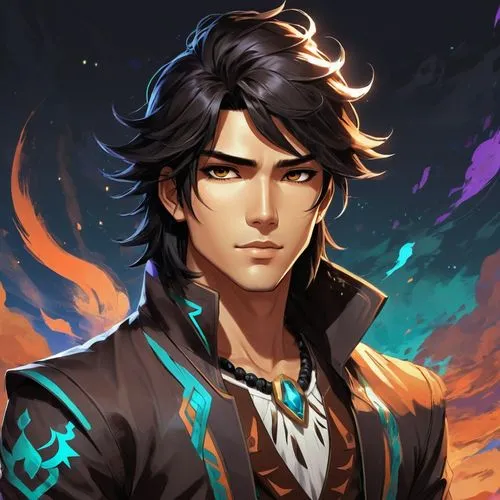 male, very handsome, half body portrait, stylized concept art, brush strokes, Native American prince, brown eyes and black tousled hair ,xuanwei,seregil,hokuto,lucian,melikov,dalixia,inigo,reza,xufeng