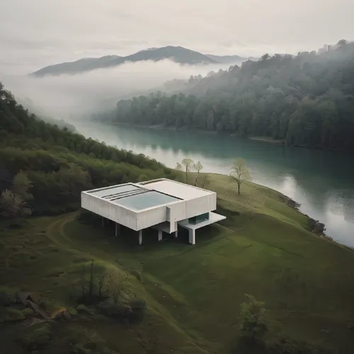 house with lake,hydropower plant,lago grey,tennessee,boathouse,hydroelectricity,house in the mountains,house in mountains,archidaily,dji agriculture,west virginia,boat house,sewage treatment plant,poo