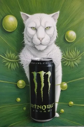 lemonsoda,mow,löwchen,mayonaise,droëwors,energy drink,beverage can,poisonous,cat,animal feline,monster,cola,coca,cat vector,oil on canvas,cans of drink,oil painting on canvas,beverage,feline,lynx,Illu