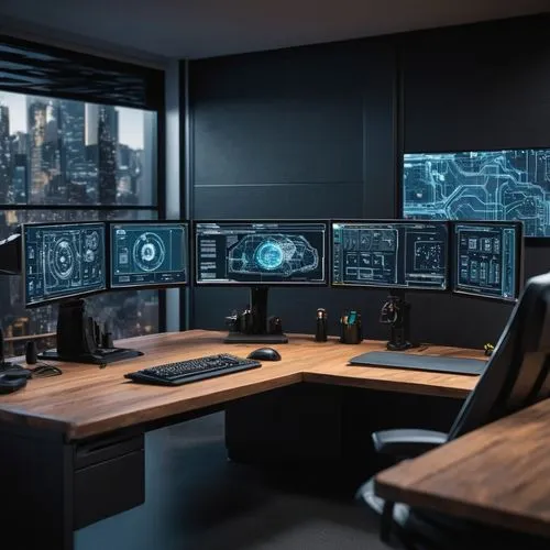 computer room,monitor wall,control desk,control center,computer workstation,monitors,Photography,General,Sci-Fi