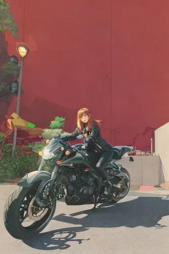 ANIME, HIGH DEFINITION, COLOR 30, WOMAN SITTING ON MOTORCYCLE,motorbike,motorcycle,motorcyclist,motorcycles,scooter riding,black motorcycle,bike pop art,moped,family motorcycle,motorcycle tour,motorcy