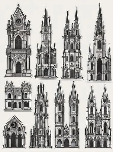 gothic architecture,medieval architecture,duomo,church towers,byzantine architecture,gothic church,churches,nidaros cathedral,turrets,buttress,cathedral,facades,basilica,facade panels,facade painting,3d model,kirrarchitecture,3d modeling,inkscape,houses clipart,Unique,Design,Sticker