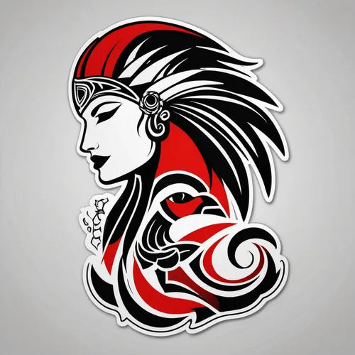 automotive decal,red chief,first nation,aztecs,native,red cloud,the zodiac sign pisces,war bonnet,fire logo,female symbol,maori,indian headdress,native american,american indian,cherokee,headdress,amerindien,feather headdress,the american indian,aztec,Unique,Design,Sticker