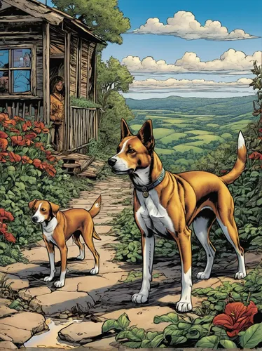 basenji,david bates,toy manchester terrier,dog illustration,carolina dog,dog poison plant,red heeler,lancashire heeler,australian cattle dog,dog-roses,color dogs,toy fox terrier,two dogs,akita inu,new guinea singing dog,mountain cur,american staffordshire terrier,teddy roosevelt terrier,terracotta tiles,english toy terrier,Illustration,American Style,American Style 04