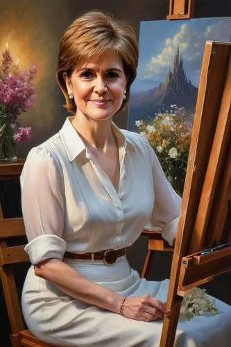 portrait of christi,official portrait,custom portrait,artist portrait,scottish folly,caricaturist,douglasie,scottish,painting,meticulous painting,airbrushed,art painting,sturgeon,painter,oil painting,photo painting,scot,painting easter egg,romantic portrait,celtic queen,Illustration,Realistic Fantasy,Realistic Fantasy 32