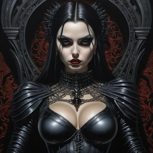 gothic woman,gothic portrait,dark angel,goth woman,abaddon,demoness,vampire woman,hela,baroness,vampira,dark gothic mood,countess,mistress,demona,vampire lady,villainess,viveros,atrix,black queen,gothic,Conceptual Art,Sci-Fi,Sci-Fi 02