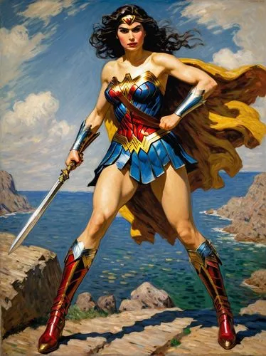 wonderwoman,super heroine,wonder woman,super woman,wonder woman city,woman strong,strong woman,goddess of justice,lady justice,woman power,figure of justice,strong women,lasso,warrior woman,fantasy woman,female warrior,sprint woman,happy day of the woman,super hero,internationalwomensday,Art,Artistic Painting,Artistic Painting 04