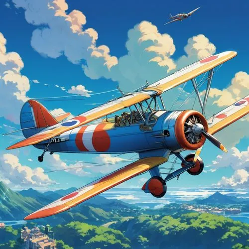 biplane,monoplane,boeing-stearman model 75,polikarpov po-2,petlyakov pe-8,triplane,glider pilot,breda ba.88,bi plane,douglas aircraft company,light aircraft,cessna o-1 bird dog,game illustration,pv-1,north american t-6 texan,aeroplane,aerobatics,aerobatic,air racing,plane,Illustration,Japanese style,Japanese Style 03