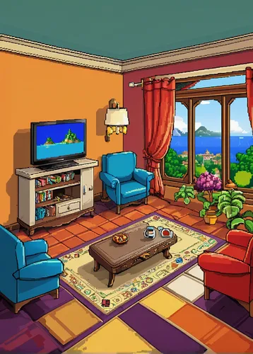 cartoon video game background,livingroom,family room,game room,kids room,great room,bonus room,living room,modern room,playing room,home interior,home landscape,sitting room,boy's room picture,tv set,beautiful home,remodeling,3d background,interior decoration,apartment,Unique,Pixel,Pixel 05