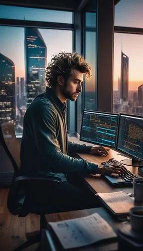 man with a computer,blur office background,working space,programmer,deskpro,computer business,computerologist,cybertrader,trading floor,computer workstation,computer monitor,day trading,cios,workspaces,web developer,developer,workstations,girl at the computer,in a working environment,computerization,Art,Classical Oil Painting,Classical Oil Painting 44