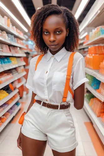 a black girl, with a black eyes color is shopping at the mall,shopping icon,supermarket shelf,pharmacist,supermarket,grocery store,grocery,ebony,artificial hair integrations,groceries,grocery shopping