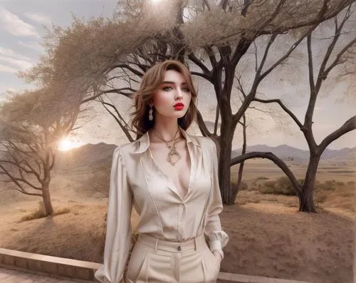 desert rose,photo manipulation,image manipulation,vintage woman,photomanipulation,secret garden of venus,surrealistic,olive grove,vintage angel,desert background,photoshop manipulation,retouching,photomontage,fantasy picture,photo art,vintage women,garden of eden,fantasy woman,digital compositing,retro woman