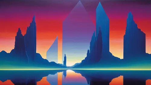 futuristic landscape,art deco background,monoliths,spires,skylands,fantasy landscape,coruscant,city skyline,homeworlds,barad,ice castle,tirith,citadels,world digital painting,homeworld,extrasolar,fantasy city,3d fantasy,dusk background,logopolis,Illustration,Abstract Fantasy,Abstract Fantasy 20