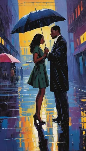 romantic scene,walking in the rain,in the rain,man with umbrella,oil painting on canvas,umbrellas,brolly,rainy day,umbrella,romantic,romance,romantic night,rainy,blue rain,romantic portrait,young couple,pretty woman,heavy rain,man and woman,rain,Conceptual Art,Fantasy,Fantasy 07