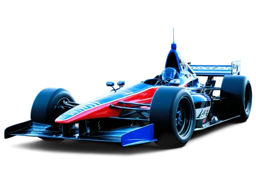 Retro IndyCar, racing theme, dynamic pose, checkered flag, shiny metal body, bold wheels, vibrant red and blue colors, dramatic lighting, low-angle shot, 3/4 composition, shallow depth of field, gloss