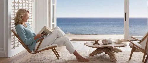 blue jasmine,window with sea view,blonde woman reading a newspaper,beach house,paltrow,beachhouse,penthouses,riviera,oceanview,seaside view,oceanfront,amanresorts,beach furniture,natuzzi,hovnanian,beach chair,sea view,anntaylor,ahrendts,deckchair,Photography,Black and white photography,Black and White Photography 11