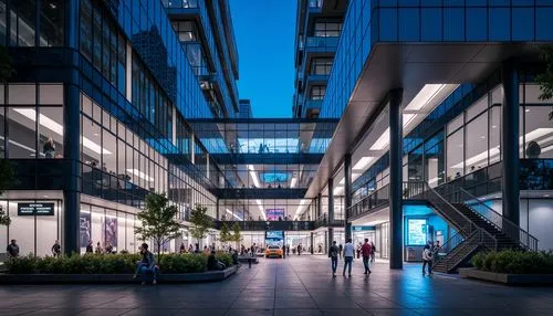 Futuristic courthouse, sleek metallic fa\u00e7ade, dynamic LED lighting, angular glass panels, cantilevered rooflines, minimalist columnar design, high-tech surveillance systems, advanced security fea