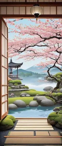 japanese sakura background,sakura background,japanese-style room,japanese floral background,rakugo,japanese background,ryokan,cartoon video game background,sakura trees,kyoto,sakura tree,sakura blossoms,ryokans,sakura blossom,ukiyoe,tatami,japan landscape,torii,onsen,japanese zen garden,Illustration,Japanese style,Japanese Style 04