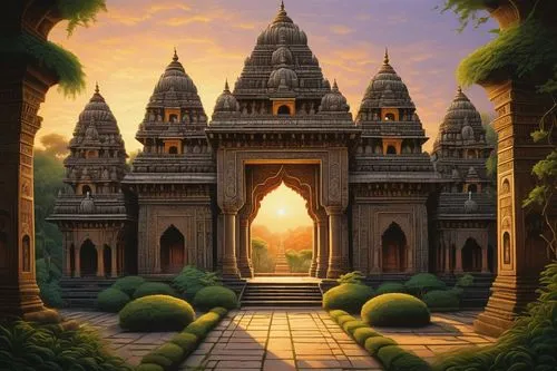 asian architecture,temples,thai temple,indian temple,karakas,dhamma,mandir,temple,chhatris,bagan,cambodia,angkor,white temple,portal,tempel,stone palace,ancient city,mandalay,prambanan,victory gate,Illustration,Realistic Fantasy,Realistic Fantasy 11