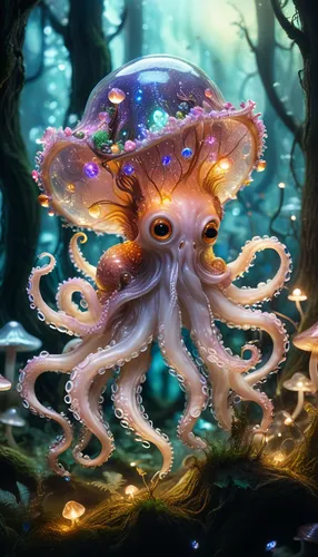 cuthulu,octopus,kraken,fun octopus,cephalopod,coral guardian,cnidaria,apiarium,octopus tentacles,pink octopus,cnidarian,calamari,squid game card,tentacles,nautilus,mushroom island,cephalopods,nuphar,under sea,deep sea nautilus,Illustration,Realistic Fantasy,Realistic Fantasy 02