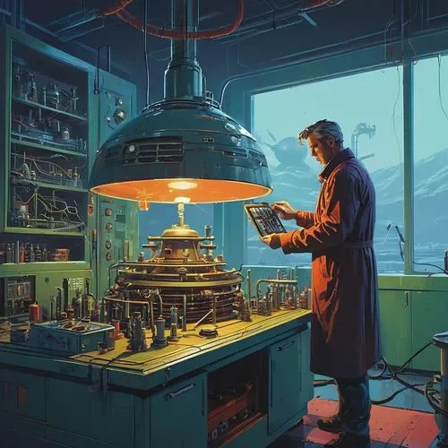 watchmaker,sci fiction illustration,chemical laboratory,clockmaker,chemist,sedensky,schuitema,alchemist,laboratory,schuiten,scientist,watchmakers,steamboy,sciencetimes,seamico,transistor checking,holsworth,hildebrandt,laboratorium,manufactory,Conceptual Art,Sci-Fi,Sci-Fi 01