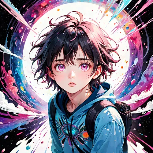 anime boy,killua,crying angel,colorful heart,digital artwork,colorful doodle,cosmic eye,fairy galaxy,falling star,supernova,celestial,child fairy,child boy,edit icon,spark,galaxy,prism ball,hedgehog child,digital art,howl,Anime,Anime,General