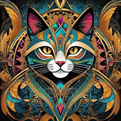 cat vector,felino,bastet,feline,paisley digital background,gato,Illustration,Vector,Vector 16