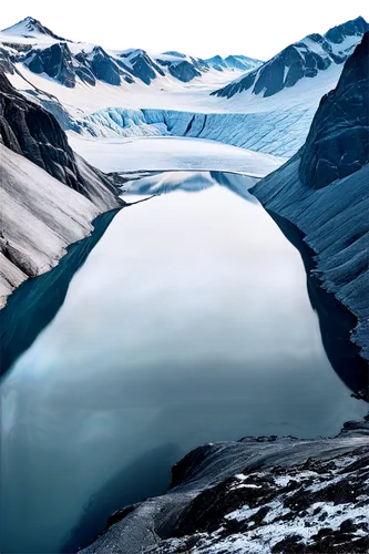 Glacier, icy blue, snow-capped mountain, rugged terrain, frozen lake, misty atmosphere, morning sunlight, panoramic view, 3/4 composition, high contrast, cinematic lighting, frosty trees, rocky cliffs