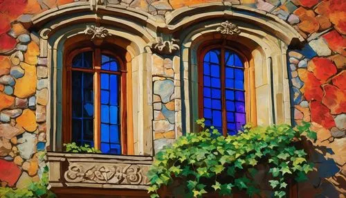 castle windows,wood window,old windows,old window,window,windows,window front,autumn decoration,wooden windows,row of windows,autumn frame,church window,the window,facade painting,lattice window,colorful facade,sicily window,gaudi,bay window,front window,Conceptual Art,Oil color,Oil Color 25