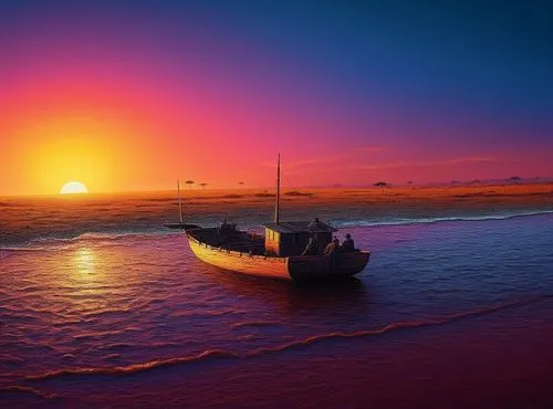 old wooden boat at sunrise,fishing boat,boat on sea,sailing boat,splendid colors,boat landscape,sea sailing ship,sailing ship,wooden boat,eventide,sailing,fishing boats,sail boat,bateau,full hd wallpaper,sailing blue purple,sunken boat,pink dawn,tramonto,scarlet sail,Illustration,Realistic Fantasy,Realistic Fantasy 25