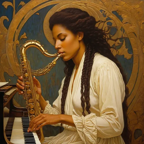 Write a smooth jazz melody that soothes the soul.,saxophonist,instrument music,saxophone player,musician,saxophone,jazz singer,harpist,woman playing,harp player,piano player,bowed instrument,marsalis,